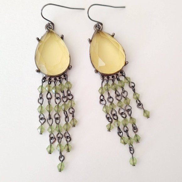 Jewelry - Yellow and green beaded dangle earrings